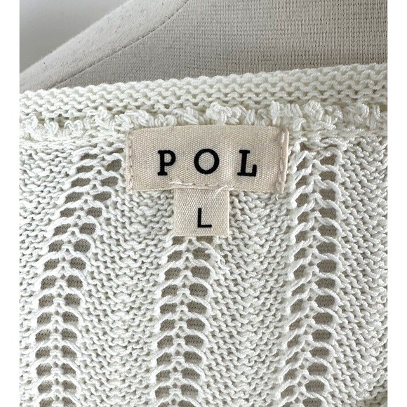 NEW POL Boxy Oversize Sweater LARGE Ivory Blue Pink Stripes V-neck Drop Shoulder - Picture 11 of 13